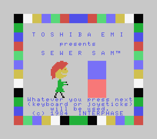 Sewer Sam title screen for MSX